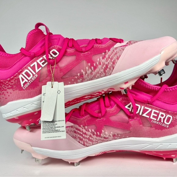 Adidas Adizero Afterburner Breast Cancer Pink Baseball Cleats Size 14 - Picture 7 of 10